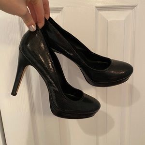 Black snake skin black Calvin Klein pumps